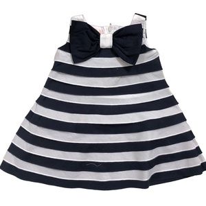 Biscotti Navy & White Tiered Stripe Dress with Big Bow 9 M